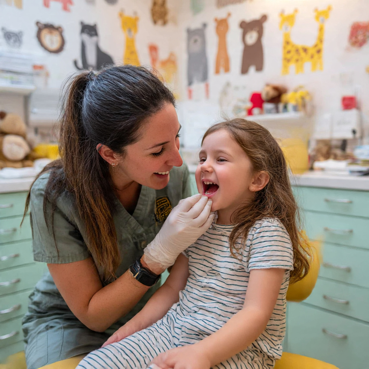a realistic photo of a female dentist
